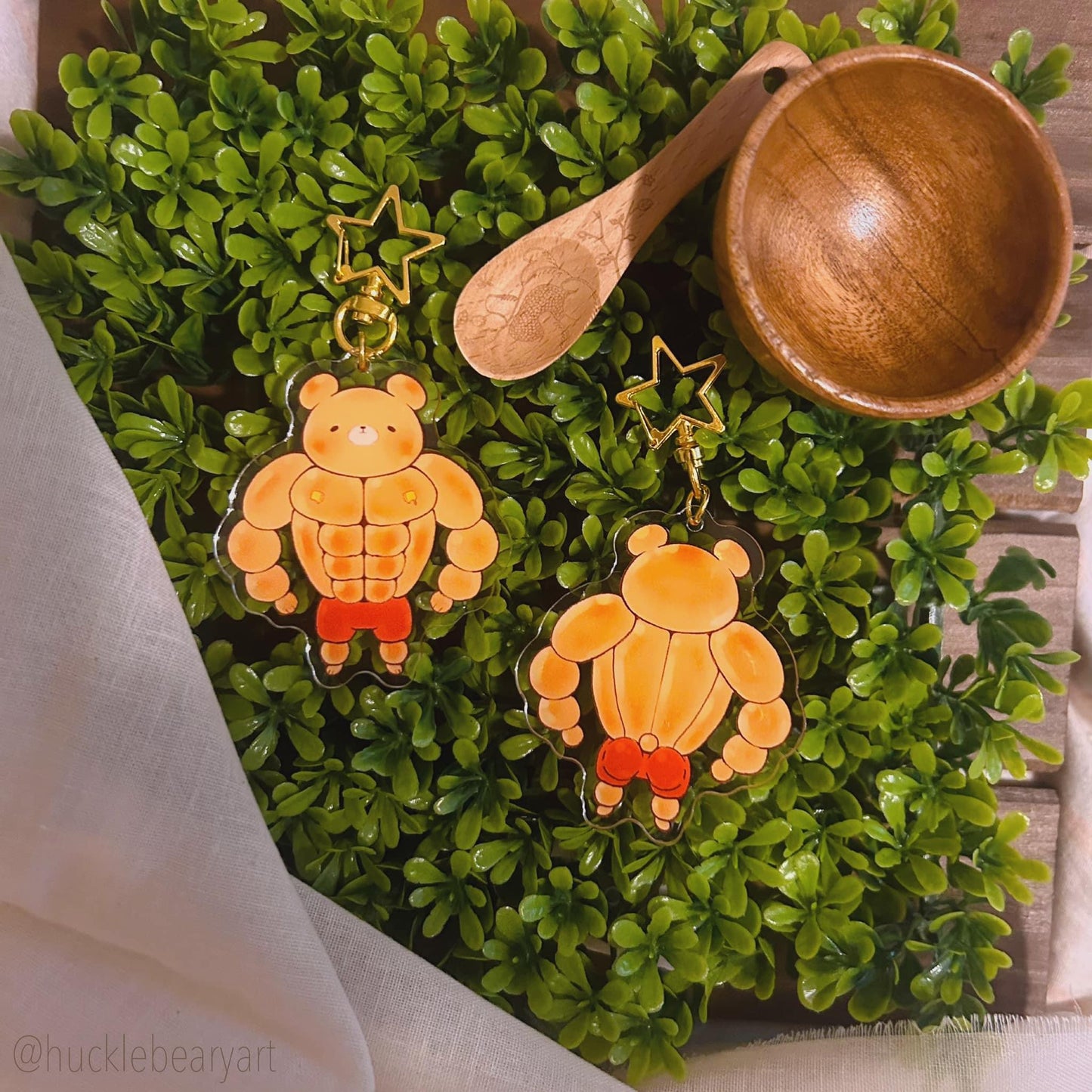 Buff Bear Buns Acrylic Keychain