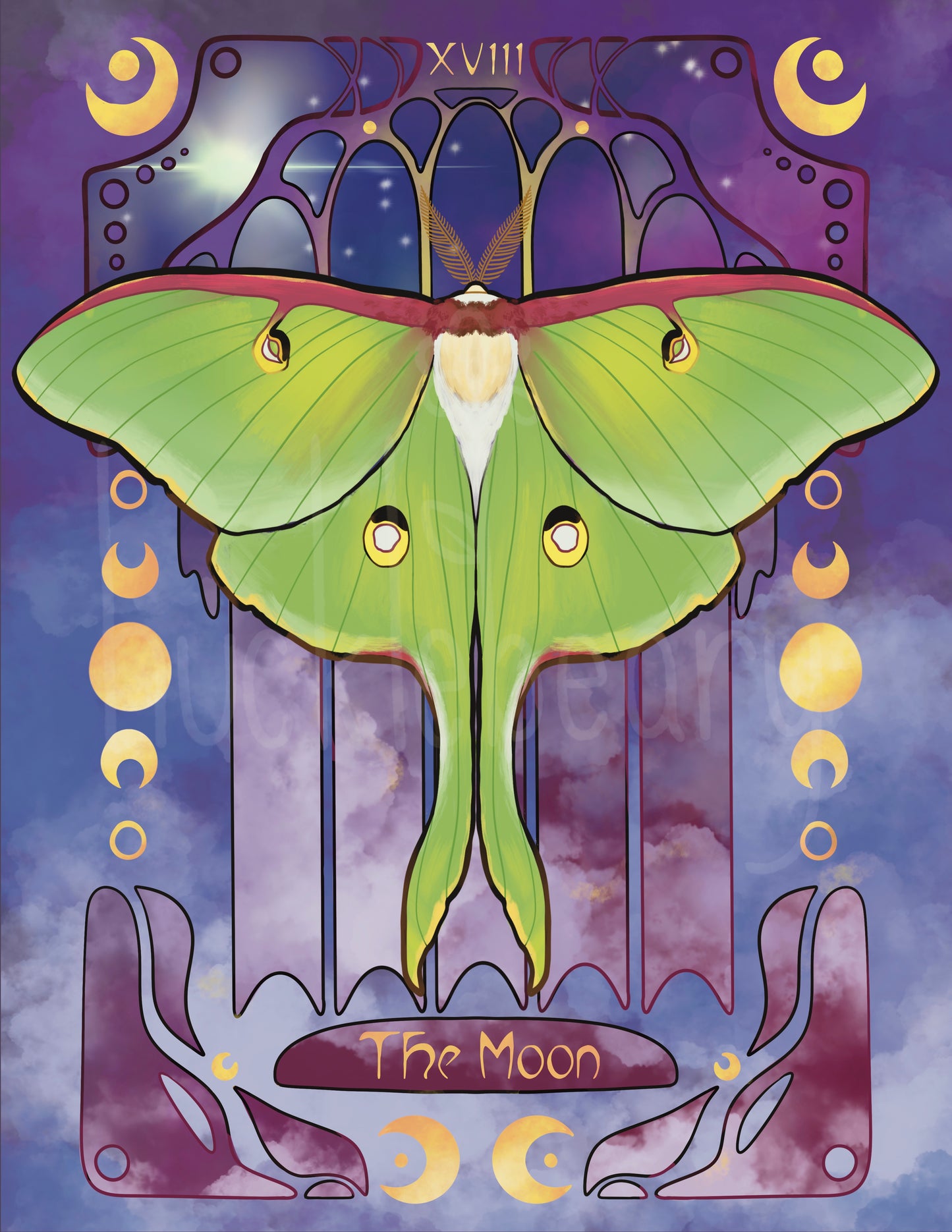 Moth Tarot Series: The Moon Print (8.5"x11")